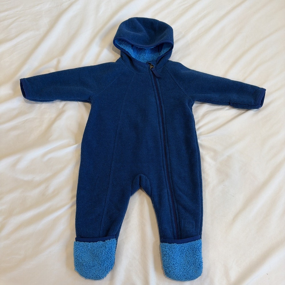 REI Snow Suit Bunting Fleece Zip Hooded Size 6 Months Blue